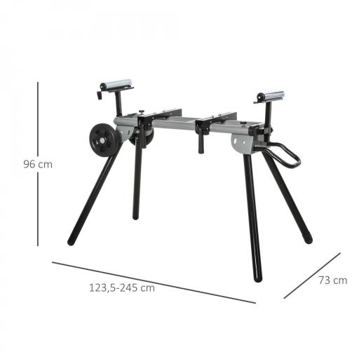 Soporte Universal para Sierra Ingletadora Plegable con Distancia de Trabajo Ajustable Fácil de Transportar y Almacenar 123,5-245x73x96 cm Negro [1]