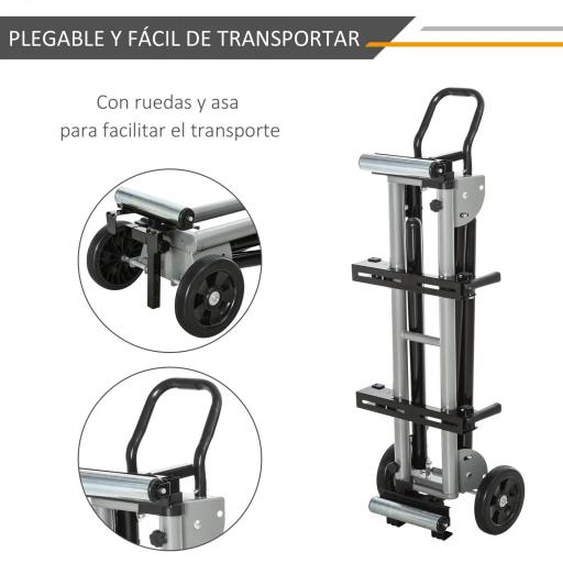 Soporte Universal para Sierra Ingletadora Plegable con Distancia de Trabajo Ajustable Fácil de Transportar y Almacenar 123,5-245x73x96 cm Negro [3]
