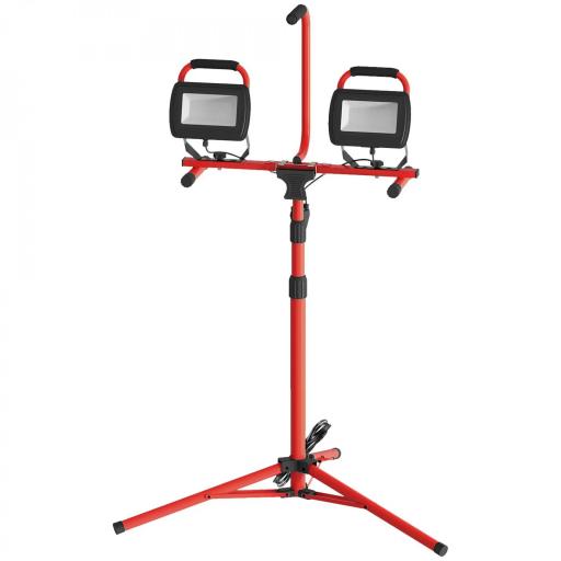 Foco LED Doble con Trípode Plegable 8500 Lúmenes IP65 6500K y Cabezas Ajustables para Trabajo Interior y Exterior Rojo [8]