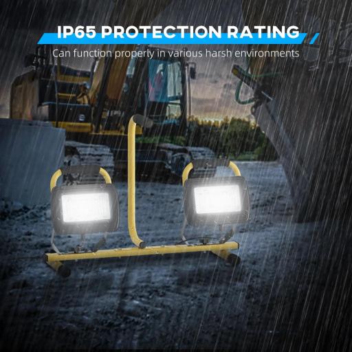 Foco LED Doble con Trípode Plegable 8500 Lúmenes IP65 6500K y Cabezas Ajustables para Interior y Exterior Amarillo [3]
