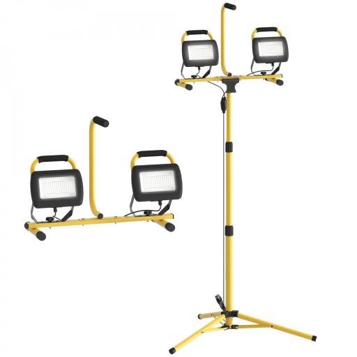 Foco LED Doble con Trípode Plegable 8500 Lúmenes IP65 6500K y Cabezas Ajustables para Interior y Exterior Amarillo [9]