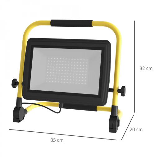 Foco LED con 8500 Lúmenes IP65 6500K Resistente a la Intemperie Ajustable y Portátil 35x20x32 cm Amarillo [1]