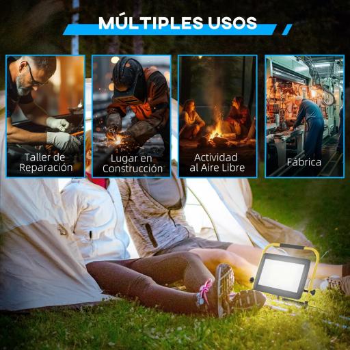 Foco LED con 8500 Lúmenes IP65 6500K Resistente a la Intemperie Ajustable y Portátil 35x20x32 cm Amarillo [6]