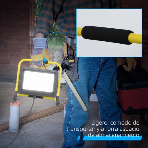 Foco LED con 8500 Lúmenes IP65 6500K Resistente a la Intemperie Ajustable y Portátil 35x20x32 cm Amarillo [5]