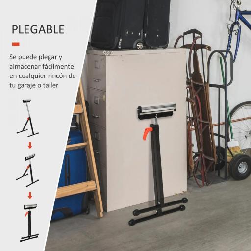 Soporte de Rodillo Plegable y Ajustable en Altura de 68-110 cm con Manivela de Bloqueo Carga Máx. 60kg / 90kg Caballete Telescópico Negro y Plata [1]