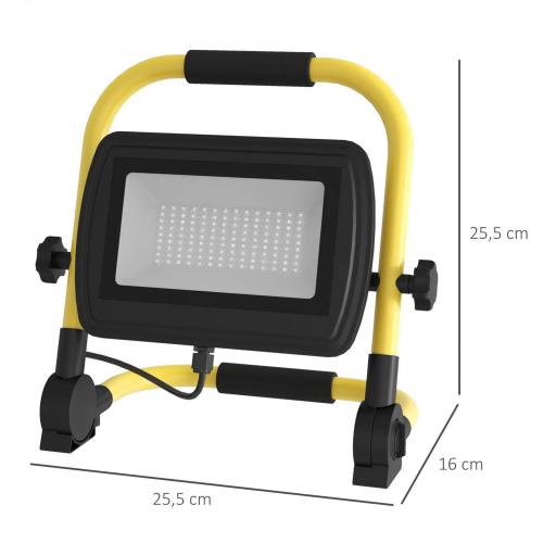 Foco LED con 4250 Lúmenes IP65 6500K Resistente a la Intemperie Ajustable y Portátil 25,5x16x25,5 cm Amarillo [1]
