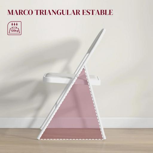 Juego de 2 Sillas Abatibles con Respaldo y Estructura de Acero para Oficina Estudio 45x46x78 cm Blanco [2]