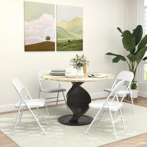 Juego de 4 Sillas Plegables Acolchadas con Respaldo y Estructura de Acero para Salón Comedor Cocina 45x46x78 cm Blanco