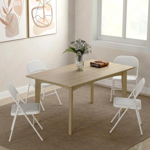 Juego de 4 Sillas Plegables Acolchadas con Respaldo y Estructura de Acero para Salón Comedor Cocina 45x46x78 cm Blanco [4]