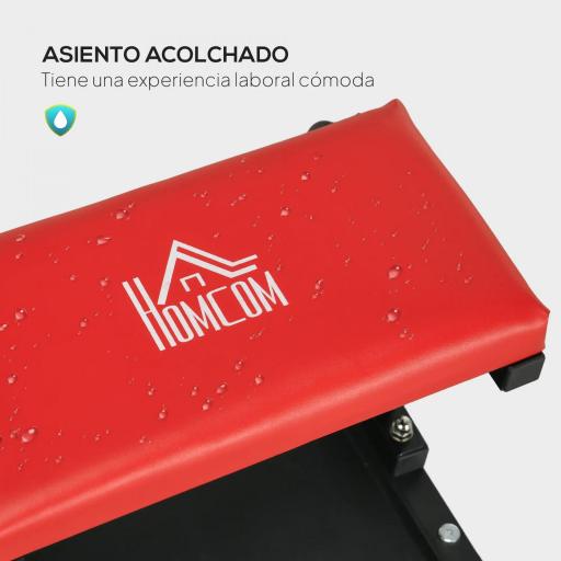 Taburete de Taller Móvil con Ruedas Bandeja para Herramientas y Estructura de Acero Carga 100 kg para Garaje Rojo [4]