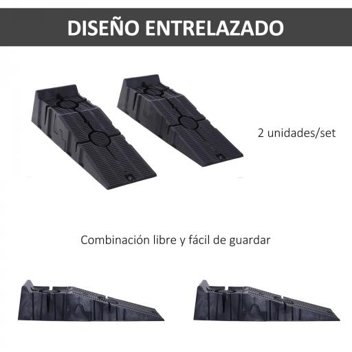 Juego de 2 Rampas Portátiles de Plástico Carga 3 Toneladas para Coches Estándares Furgonetas Pequeñas 91x30x21 cm Negro [3]