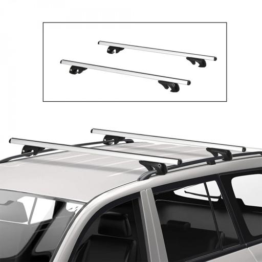 Barras de Techo Universales para Vehículos de Aluminio Bacas Portaequipajes Coche Automóvil Baca para Coche Universales con Cerradura Carga 75 kg 135 cm Plata