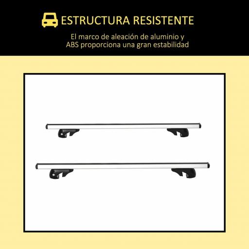 Barras de Techo Universales para Vehículos de Aluminio Bacas Portaequipajes Coche Automóvil Baca para Coche Universales con Cerradura Carga 75 kg 135 cm Plata [3]