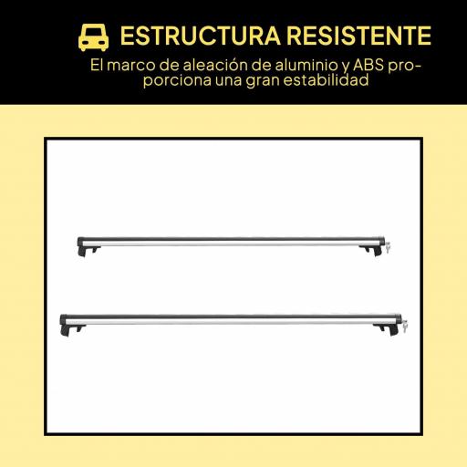 Barras de Techo Universales para Vehículos de Aluminio Bacas Portaequipajes Coche Automóvil Baca para Coche Universales con Cerradura Carga 75 kg 123,5 cm Plata [4]