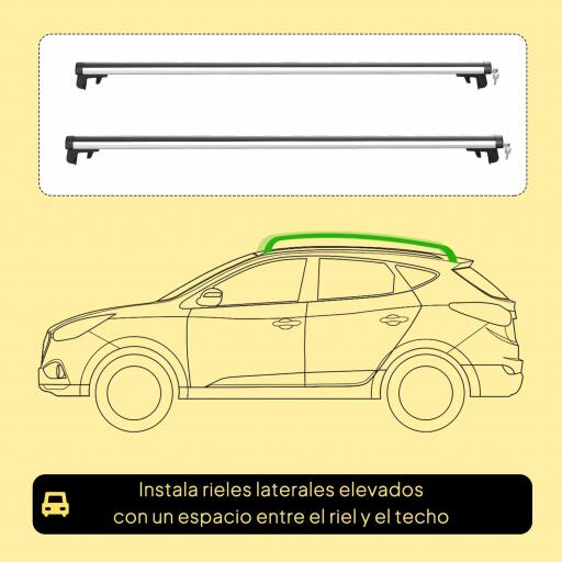 Barras de Techo Universales para Vehículos de Aluminio Bacas Portaequipajes Coche Automóvil Baca para Coche Universales con Cerradura Carga 75 kg 123,5 cm Plata [2]