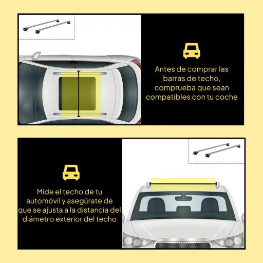Barras de Techo Universales para Vehículos de Aluminio Bacas Portaequipajes Coche Automóvil Baca para Coche Universales con Cerradura Carga 75 kg 123,5 cm Plata [5]