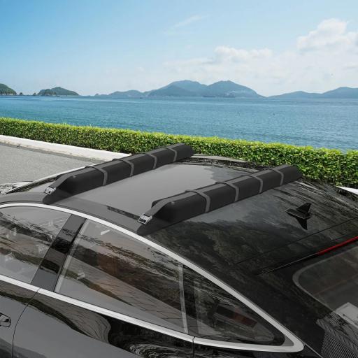 Barras de Transversales de Techo de Coche Baca Portaequipajes con Función Autoinflable Carga máx.75 kg 89x12x8 cm Negro