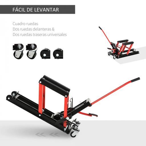 Gato Hidráulico de Motocicletas Soporte 680 kg Elevador ATV para Garaje Pista Altura Ajustable 24-36 cm con Plataforma Almohadilla Antideslizante de Alta Resistencia 110x36x67 cm Negro y Rojo [2]