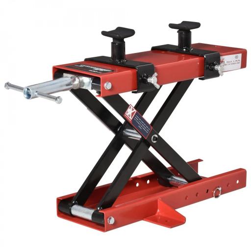 Plataforma Elevadora para Motocicletas Carga Máxima 500 kg con Altura Ajustable de 19-53 cm Soporte de Moto para Aparcar o Reparar Taller Garaje Negro y Rojo [8]