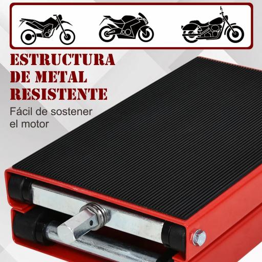 Plataforma Elevadora de Tijera Carga 500 kg Altura Ajustable 10-37 cm Soporte para Motocicletas Soporte de Moto para Aparcar o Reparar Taller Garaje 41,5x23,5x10-37 cm Negro y Rojo [4]