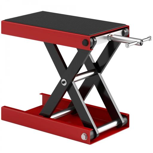 Plataforma Elevadora de Tijera Carga 500 kg Altura Ajustable 10-37 cm Soporte para Motocicletas Soporte de Moto para Aparcar o Reparar Taller Garaje 41,5x23,5x10-37 cm Negro y Rojo [8]