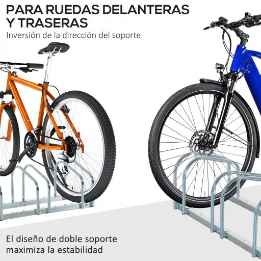 Aparcamiento para 5 Bicicletas Estacionamiento para Aparcar Bicicletas para Interior y Exterior 145x33x27cm Plata [5]