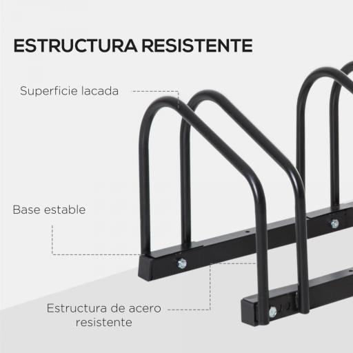 Aparcamiento para 4 Bicicletas Soporte de Acero para Aparcar Bicicletas en el Suelo o Pared 110x33x27 cm Negro [6]