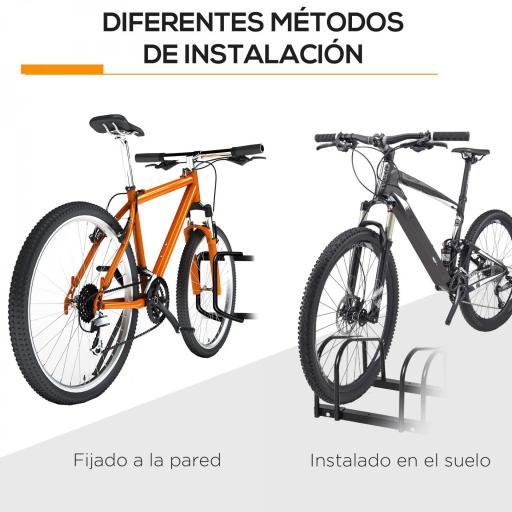 Aparcamiento para 4 Bicicletas Soporte de Acero para Aparcar Bicicletas en el Suelo o Pared 110x33x27 cm Negro [5]