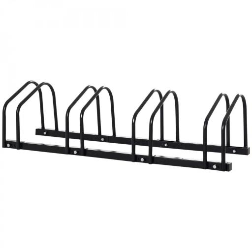 Aparcamiento para 4 Bicicletas Soporte de Acero para Aparcar Bicicletas en el Suelo o Pared 110x33x27 cm Negro [8]