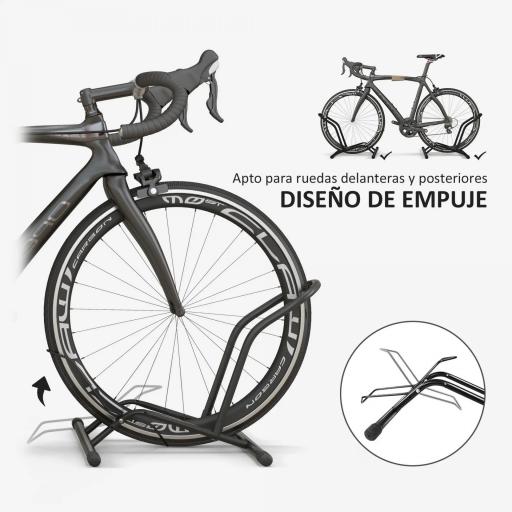 Soporte para Bicicletas de Acero Aparca Bicis de Suelo Portátil para Interior y Exterior 59x41x38 cm Negro [4]