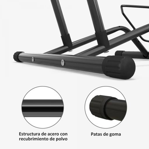 Soporte para Bicicletas de Acero Aparca Bicis de Suelo Portátil para Interior y Exterior 59x41x38 cm Negro [2]