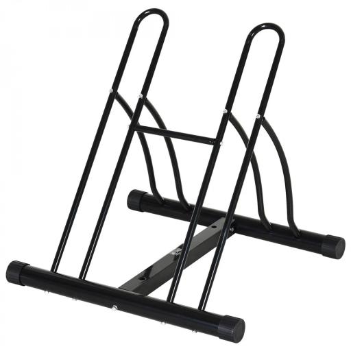 Soporte para Aparcar 2 Bicicletas, Aparcamiento Estacionamiento para Bicis, Inferir 65mm de Ancho, Fácil de Montar, Almohadilla Antideslizante, Interior y Exterior, 60x54x57 cm, Negro [9]