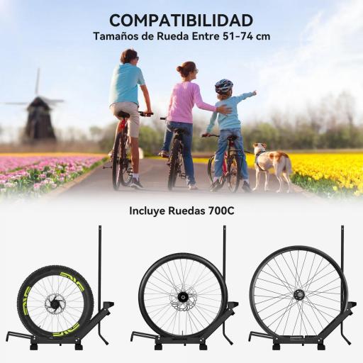 Soporte para Bicicletas de Acero Aparca Bicis de Suelo Plegable Portátil para Casa Garaje Taller 75x41x71-81 cm Negro [2]