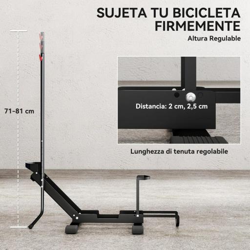 Soporte para Bicicletas de Acero Aparca Bicis de Suelo Plegable Portátil para Casa Garaje Taller 75x41x71-81 cm Negro [5]