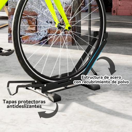 Soporte para Bicicletas de Acero Aparca Bicis de Suelo Plegable Portátil para Casa Garaje Taller 75x41x71-81 cm Negro [4]