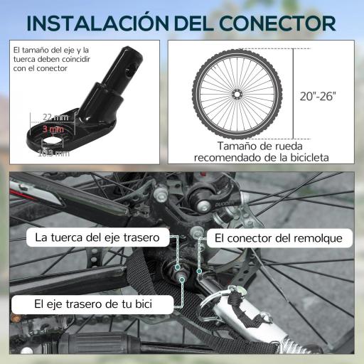 Remolque de Bicicleta Plegable para Carga 40kg Carga de Equipaje con Marco de Acero Ligero y Reflectores 139x71,5x49 cm Negro [6]