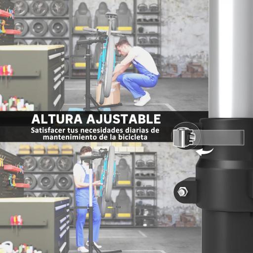 Soporte para Reparación de Bicicletas Ajustable con Bandeja Magnética y Altura Regulable 82x106x107-160 cm Negro [2]