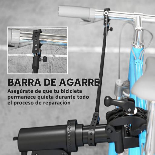 Soporte para Reparación de Bicicletas Ajustable con Bandeja Magnética y Altura Regulable 82x106x107-160 cm Negro [5]
