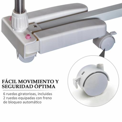 Tendedero de Ropa Plegable 80x55x172 cm con 6 Ruedas y 4 Estantes con Altura Regulable de Acero Inoxidable Plateado [3]