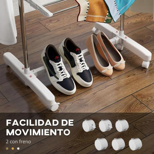 Tendedero Vertical Plegable Tendedero de Ropa con 6 Ruedas 2 Laterales Abatibles Estantes Ajustables y Marco de Acero Inoxidable para Interior y Exterior Plata [2]