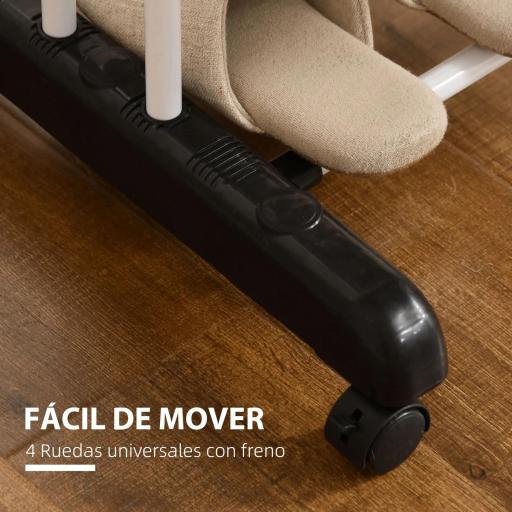 Tendedero de Ropa Plegable con Ruedas 3 Niveles con Alas Plegables y Colgadores 73x64x172 cm Negro y Blanco [4]