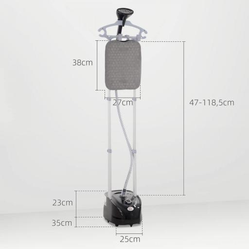 Plancha de Vapor Vertical 1950W 2 L con Temperatura Ajustable en 11 Niveles y Barra Telescópica Negro [1]