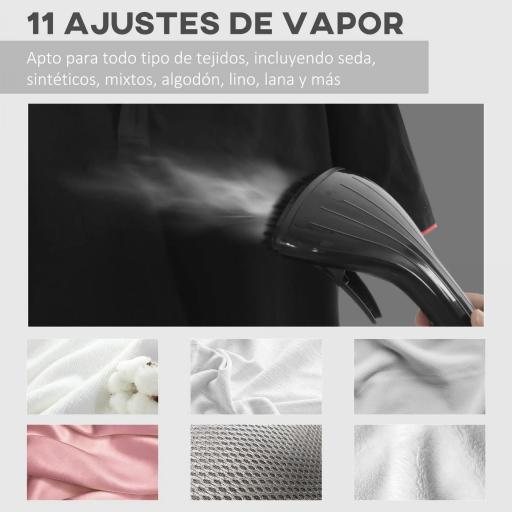 Plancha de Vapor Vertical 1950W 2 L con Temperatura Ajustable en 11 Niveles y Barra Telescópica Negro [7]
