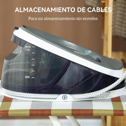 Centro de Planchado 2600W 100 g/min 8 Bares Función ECO Suela de Cerámica Sistema Antical Depósito Extraíble 1,5 L Azul [1]