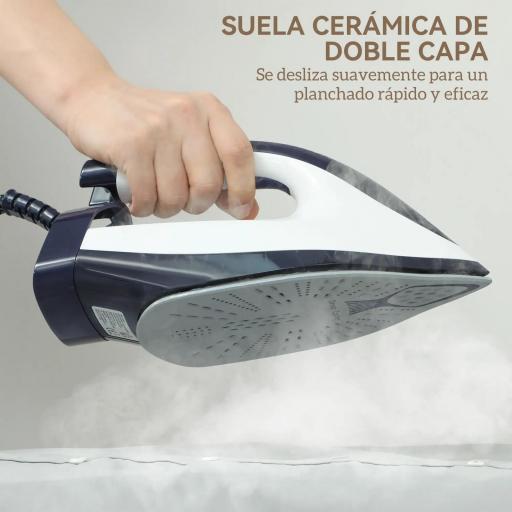 Centro de Planchado 2800W 100 g/min Función ECO Suela de Cerámica Doble Capa Antical Depósito Extraíble 2 L Azul [3]