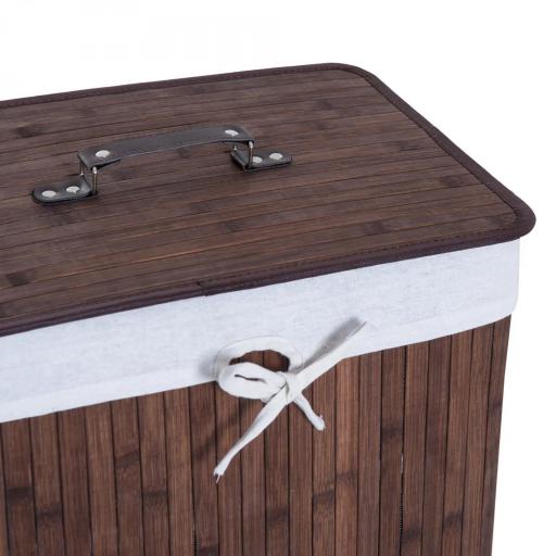 Cesto para la Ropa Sucia Plegable con Tapa Cubo para la Colada Rectangular con Asas 40x30x60 cm Marrón [5]