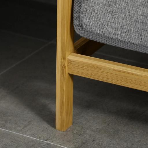 Cesto de Ropa Sucia de Bambú Cesto para la Colada con 2 Bolsas Extraíbles y Estante para Baño 63,5x33x73 cm Natural y Gris [7]