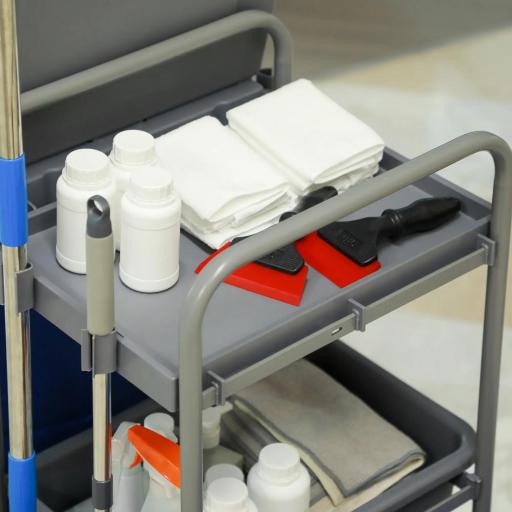 Carro de Limpieza con Bolsa de Basura Cubos de Fregar de 18L Escurridor de Prensa Estantes 111x63,3x103 cm Multicolor [4]