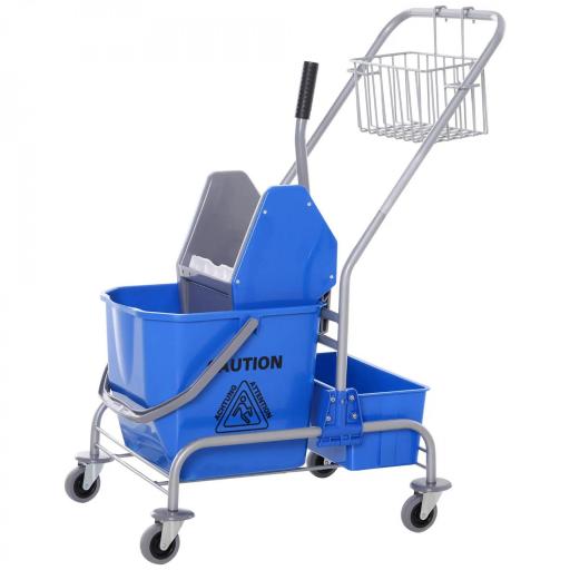 Carro de Limpieza Profesional con Cubo de Fregado Extraíble de 25 Litros y Escurridor de Prensa 72x49,5x95 cm Azul [8]
