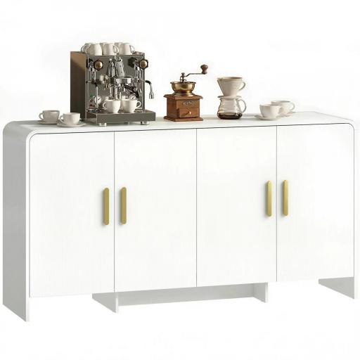 Aparador de Cocina con 4 Estantes 4 Puertas de Cierre Suave Mueble para TV de 72 Pulgadas 152x40x80 cm Blanco [9]